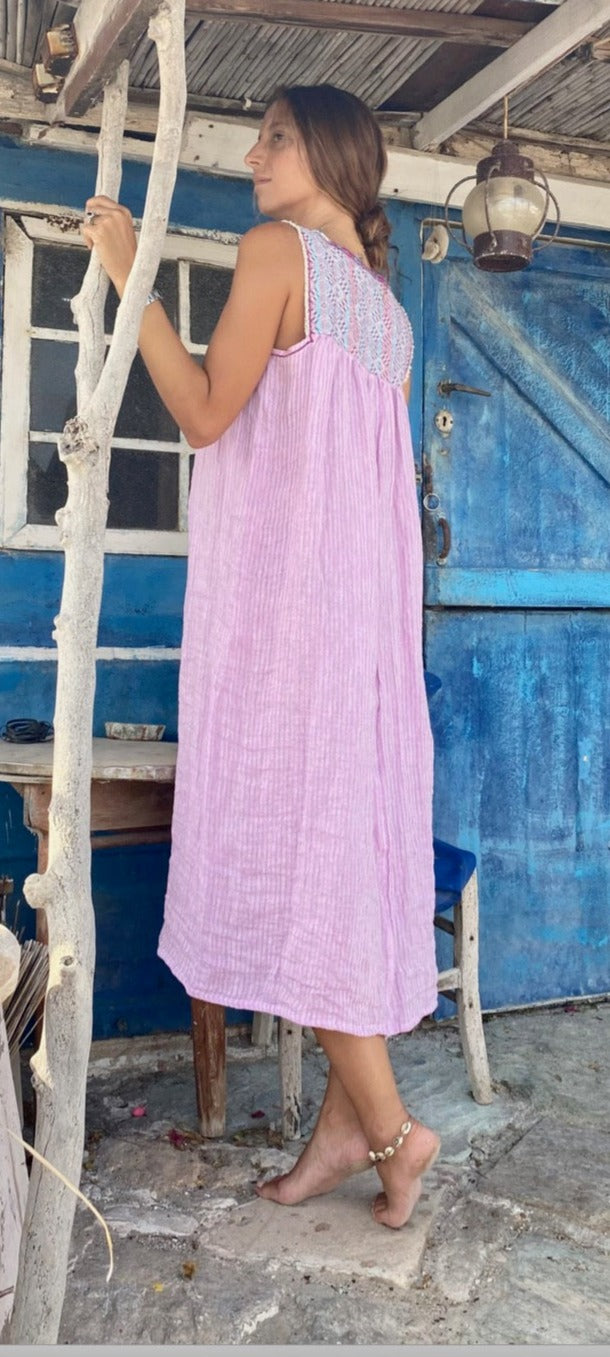 Lumi Long Lilac Stripe Dress