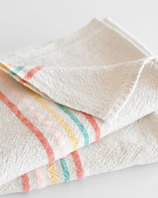 Hand Loomed Beach Towel Striped at Ends