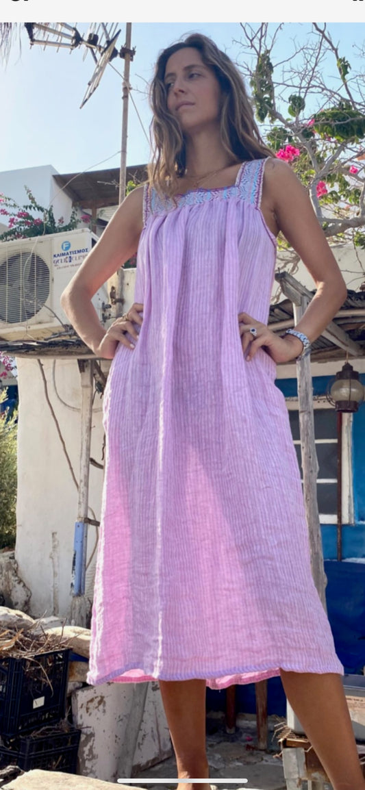 Lumi Long Lilac Stripe Dress